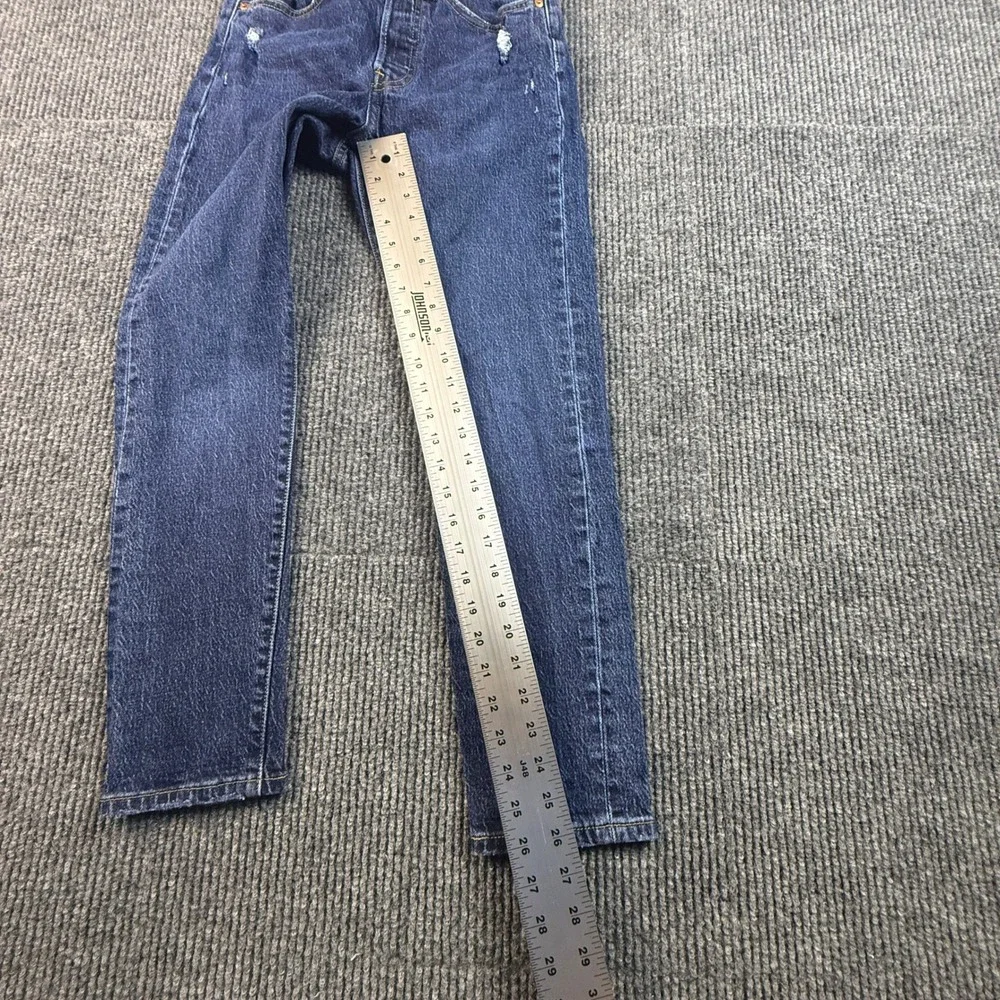 Levis 501 Skinny Jeans Womens 26x28 Dark Wash Distressed Denim 29502-0201